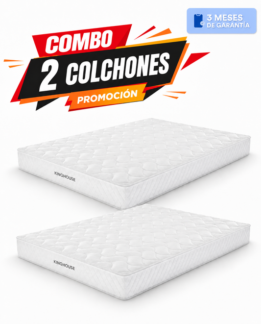 Combo 2 Colchones Matrimonial Alta Densidad Hipoalergenico Antiacaros