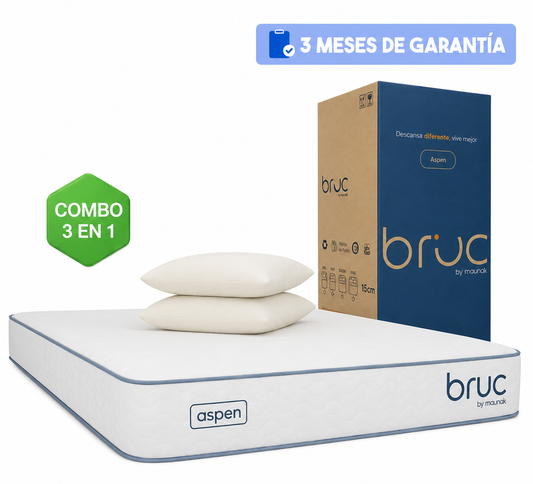 Colchón King Size Bruc Aspen Confort Plus Con 2 Almohadas Super Visco