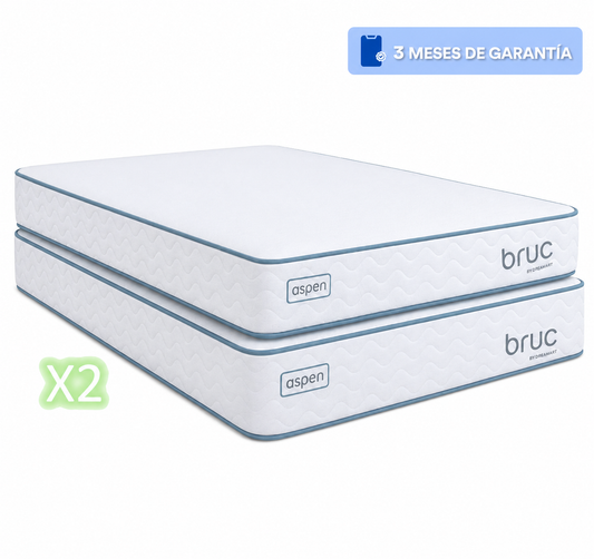 Combo Colchon Matrimonial Bruc Aspen Confort Plus - 2 colchones