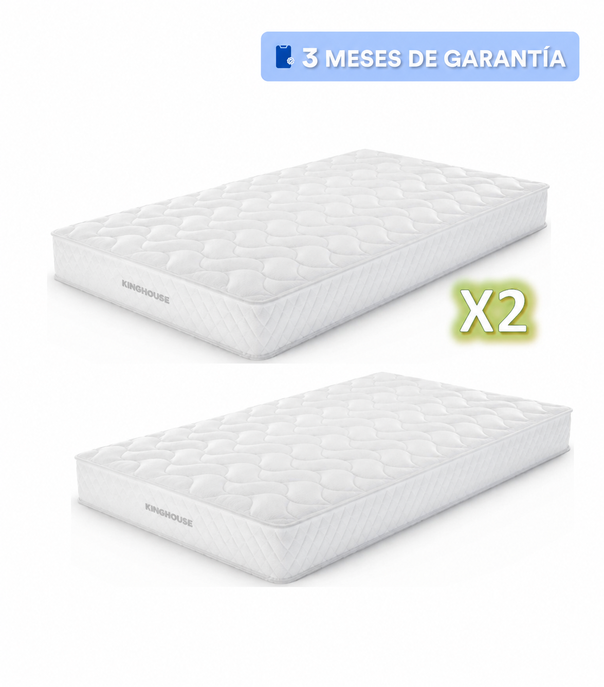 Combo 2 Colchones Individuales de alta densidad hipoalergénico antiacaros