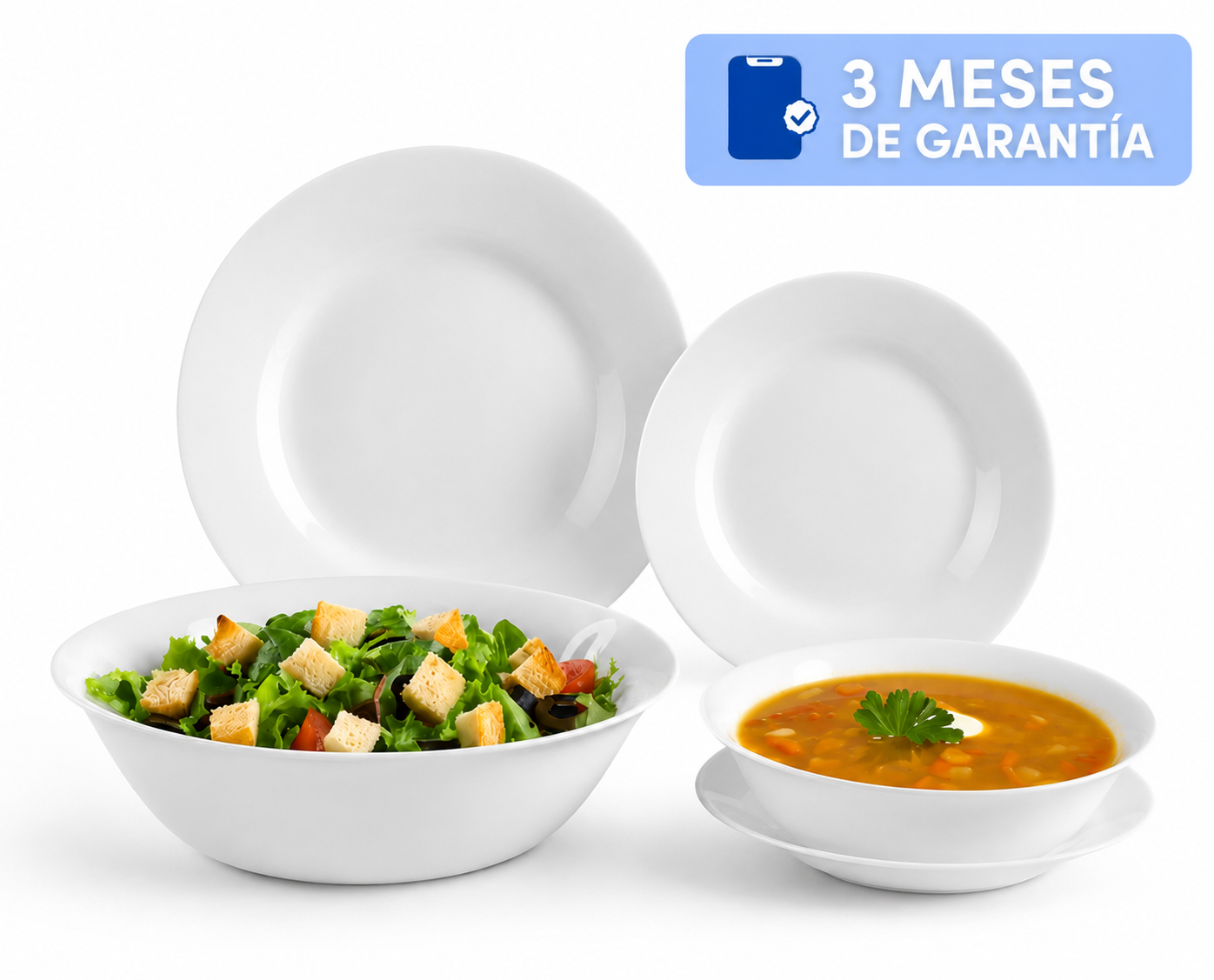 Vajilla 25 Piezas de Opal Cuadrada para 6 Personas