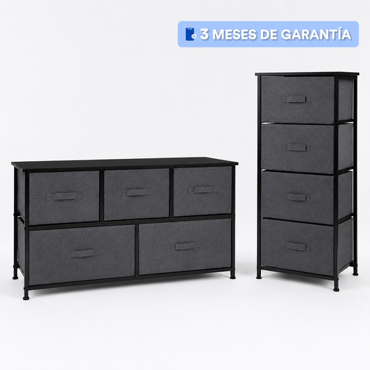 Cómodas Organizadoras con Cajones de Tela – Combo de  2 Piezas