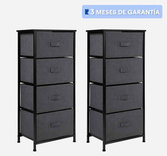 Combo 2 Cómodas Cajoneras con 4 Cajones de Tela cada una
