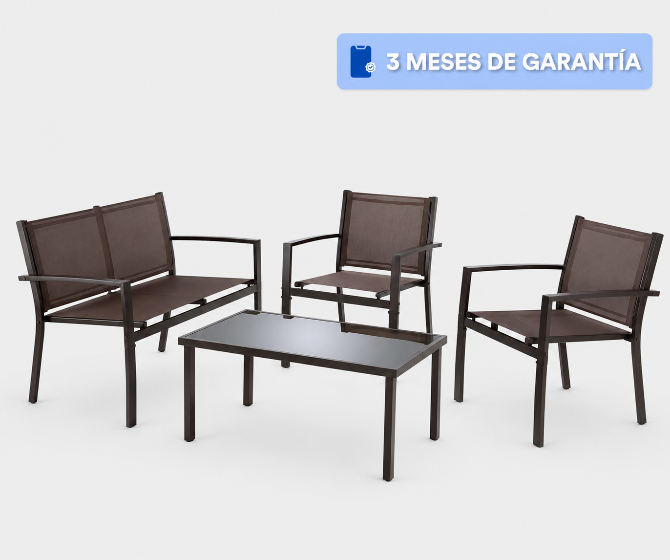 Sala Exterior para Jardin Sillas, Sillon y Mesa 4Pzas MARRON