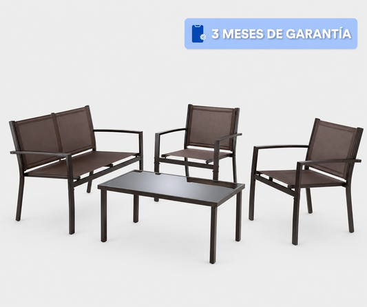Sala Exterior para Jardin Sillas, Sillon y Mesa 4Pzas MARRON