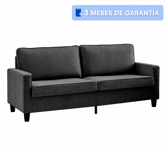 Sofá Sillón Loveseat 3 Plazas Sala Moderna Madera con Cojines