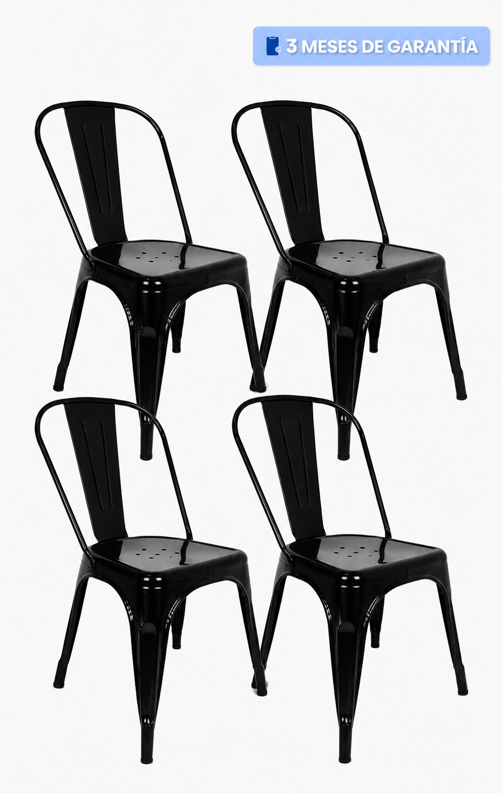 Sillas modelo tolix  clasico negro mate set de 4 piezas
