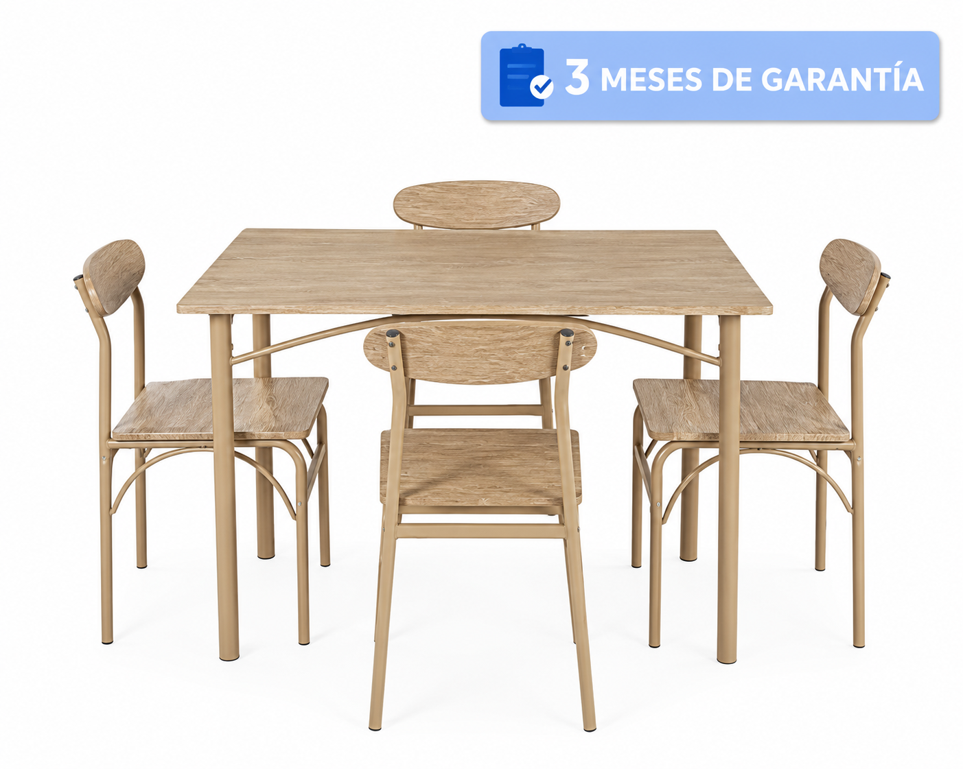 Comedor De 4 Sillas Metal Mesa Rectangular Elegante Moderno