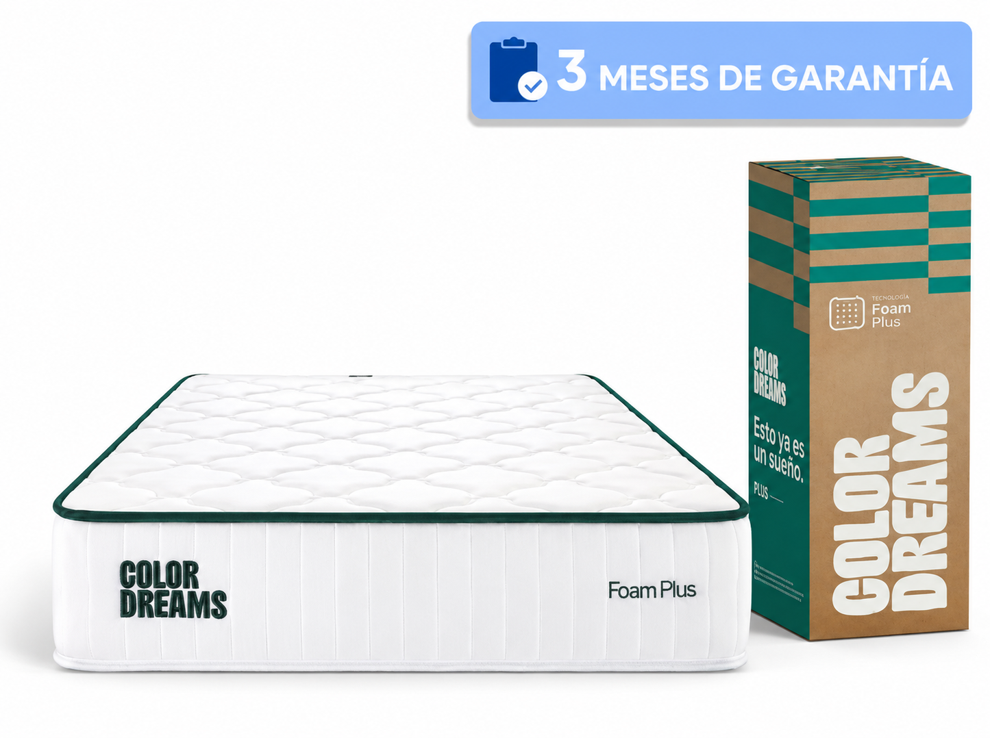 Colchón Matrimonial Plus Foam | Memory Foam con Gel | 23 cm | Firmeza Media