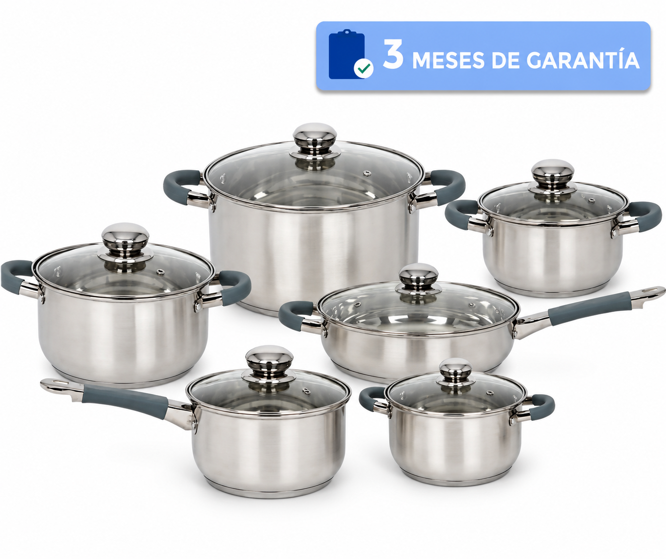 Batería De Cocina De Acero Inoxidable Con Triple Capa De Inducción Con 12 Piezas COLORHOME