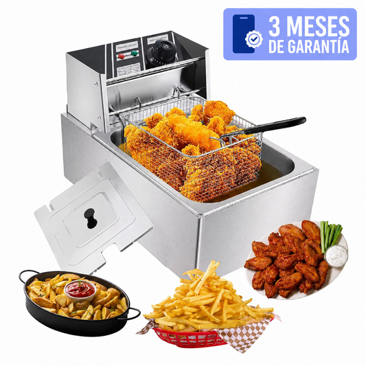 Freidora eléctrica de aceite acero inoxidable 6L 110v 1600W
