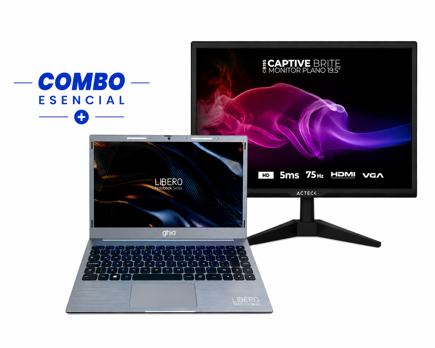 Combo Laptop GHIA Libero 14” + Monitor Acteck 19.5”