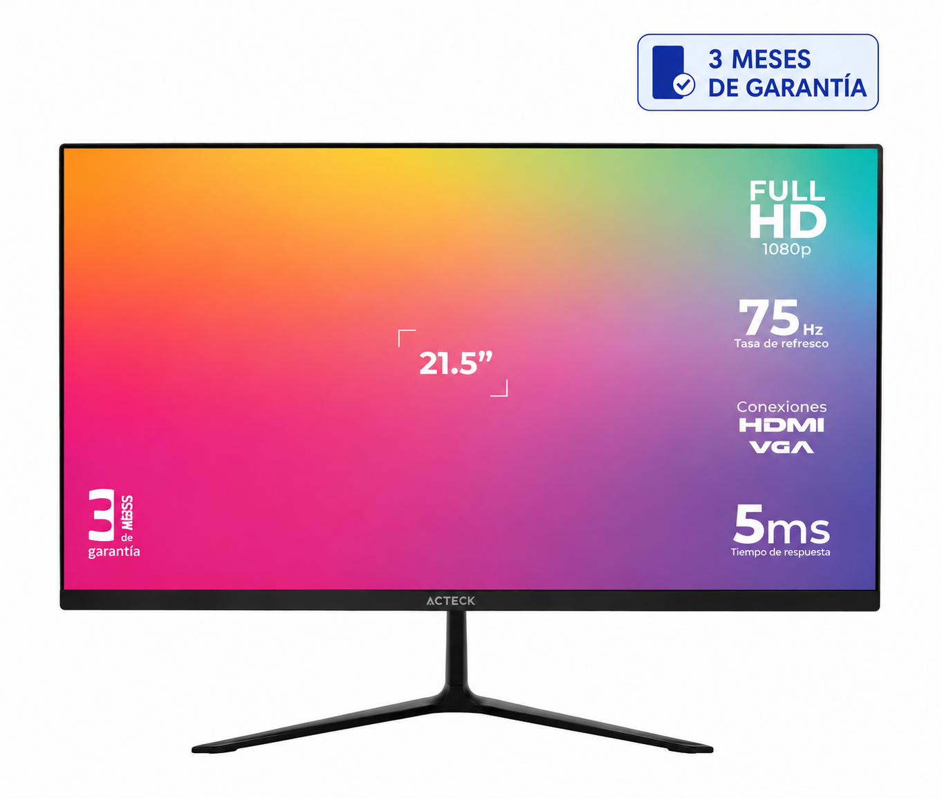 Monitor Acteck AC-933858 LED 21.5", 1920x1080 Full HD, 75Hz, HDMI, Negro
