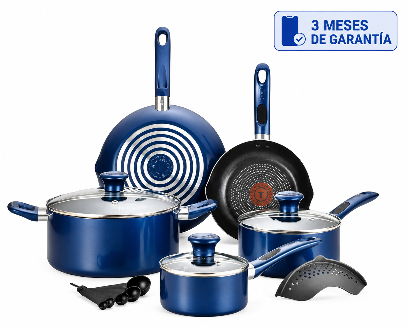 Batería de Cocina T-Fal Excite ProGlide de Aluminio Antiadherente, 14 Piezas, Azul
