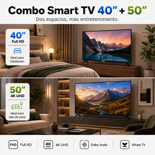 Combo 2 Pantallas Smart TV GHIA 40” y 50”