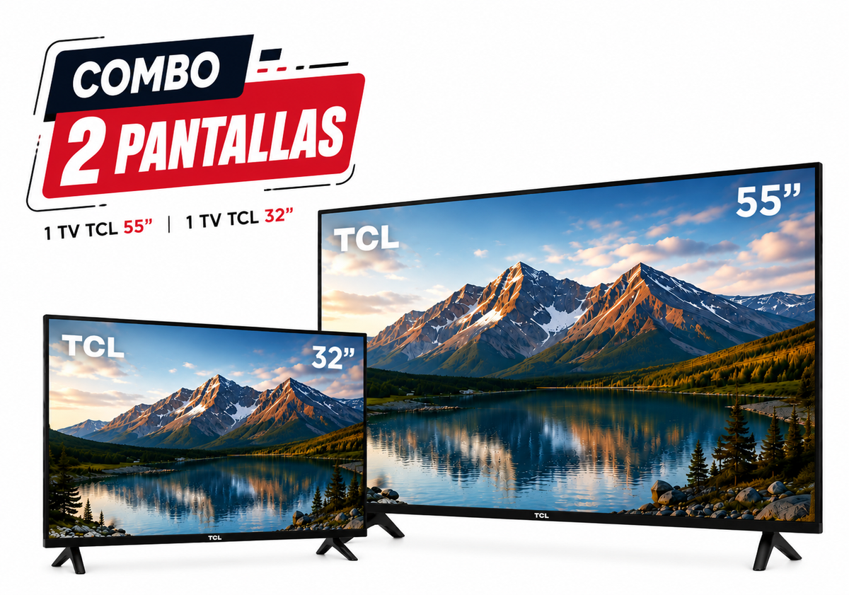 Pantalla Smart TV TCL QLED 55″ 4K UHD + 32″ 2K FHD – Google TV combo de 2