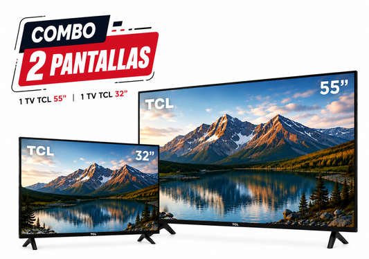 Pantalla Smart TV TCL QLED 55″ 4K UHD + 32″ 2K FHD – Google TV combo de 2