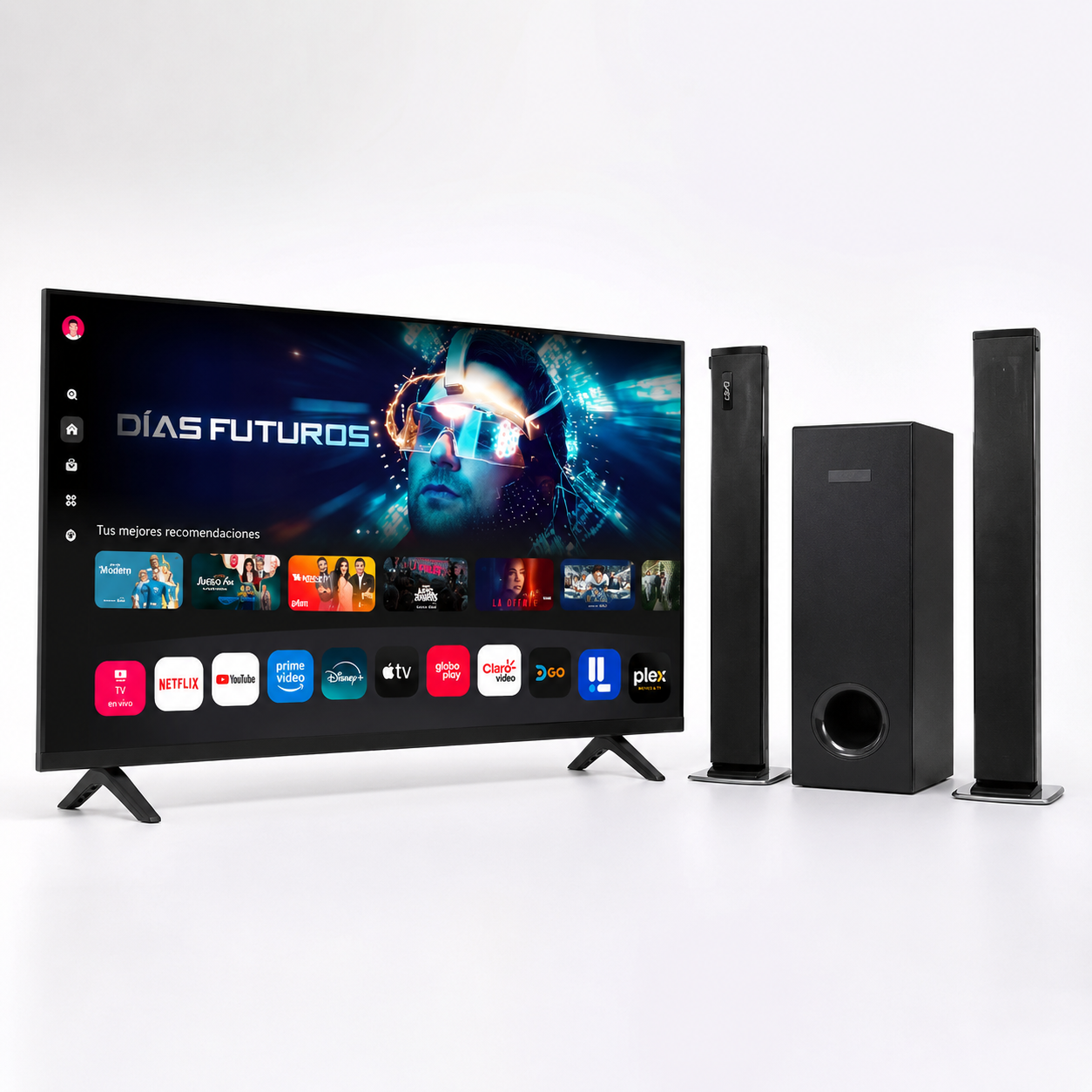 Combo Pantalla Smart TV Full HD 40” + Barra de Sonido 2.1 con Subwoofer