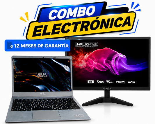 Combo Laptop GHIA Libero 14” + Monitor Acteck 19.5”