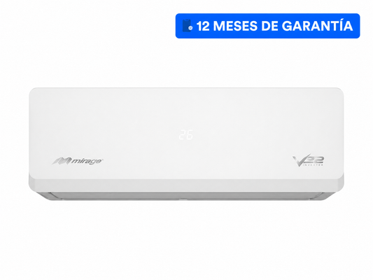 AIRE ACONDICIONADO MIRAGE MINI SPLIT 1 TON CALEFACCIÓN 220V INVERTER V32 - Con Calefacción y Enfriamiento, 220V, Gas R410a, Tecnología Inverter