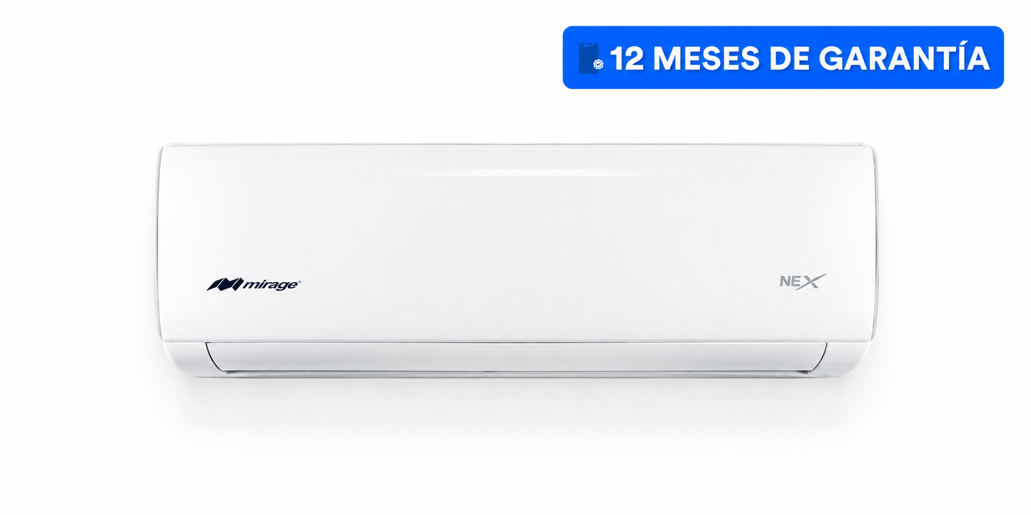 AIRE ACONDICIONADO MIRAGE MINISPLIT 1 TON CALEFACCIÓN 110V NEX 2024 - Con Calefacción y Enfriamiento, 110V, Gas R410a