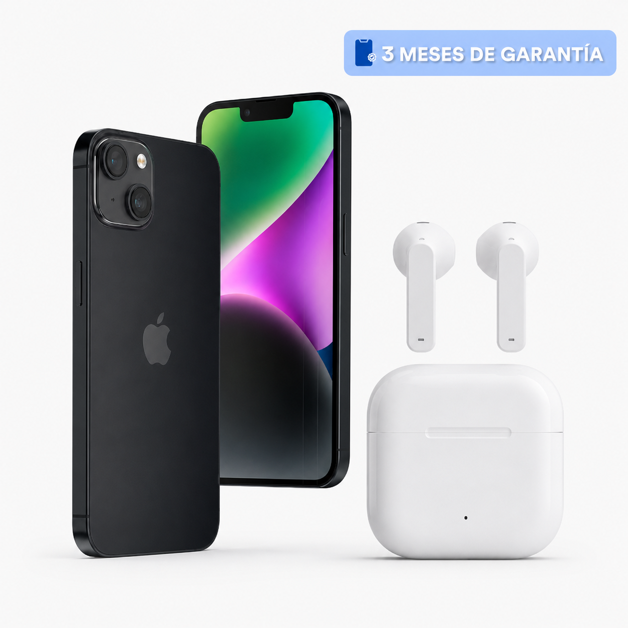 Celular reacondicionado Apple iPhone 14 128 GB Negro Grado A e-sim + Audífonos inalámbricos