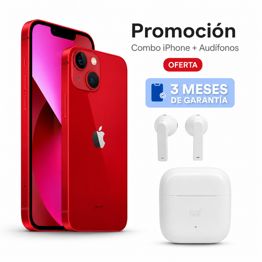 Celular reacondicionado Apple iPhone 13 128 GB Rojo Grado A e-sim + Audífonos inalámbricos