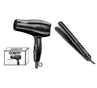 KIT Secadora de Cabello + Alaciadora de cabello CONAIR Negro MK
