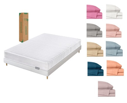 Combo Colchon Matrimonial Hipoalergenico con Juego de Sábanas Microfibra Ultrafina