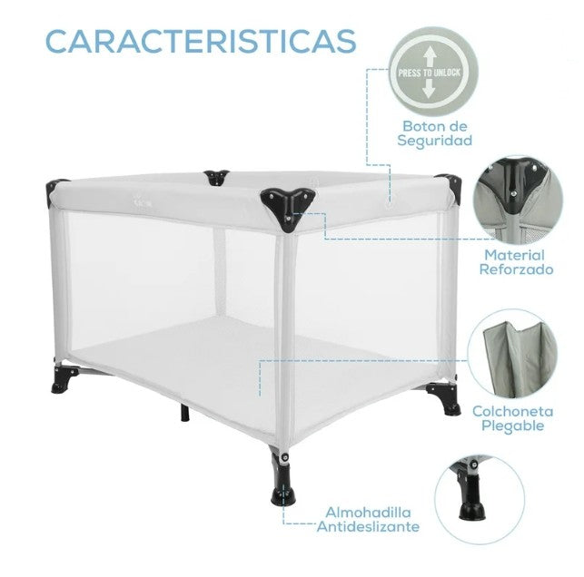 Cuna Portátil y Plegable para Recién Nacidos - Gris