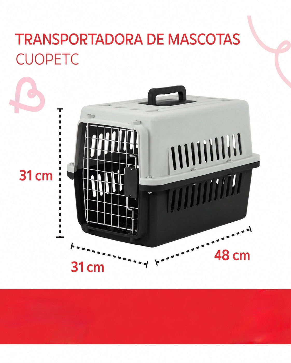 Jaula Transportadora Negra Para Mascotas Portátil