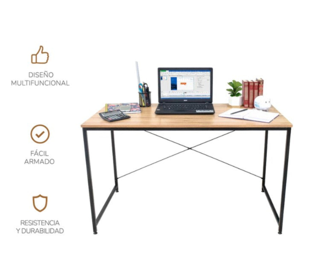 Escritorio Diseño Industrial Café y Negro