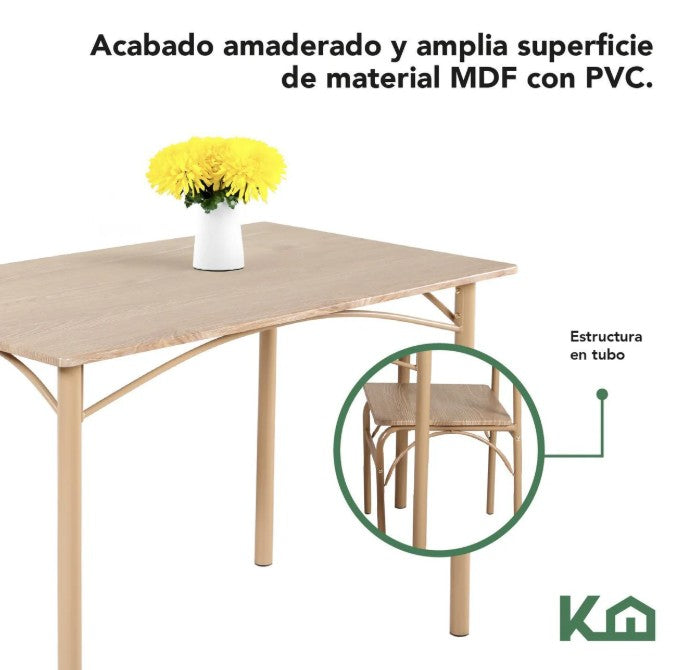 Comedor De 4 Sillas Metal Mesa Rectangular Elegante Moderno
