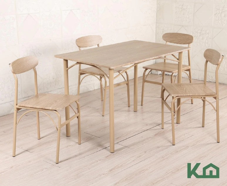 Comedor De 4 Sillas Metal Mesa Rectangular Elegante Moderno