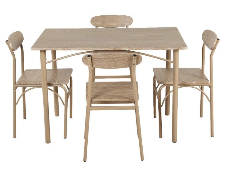 Comedor De 4 Sillas Metal Mesa Rectangular Elegante Moderno