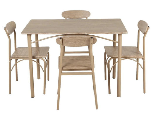 Comedor De 4 Sillas Metal Mesa Rectangular Elegante Moderno