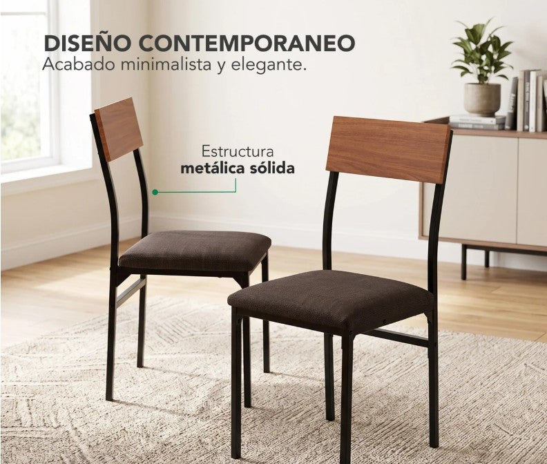 Comedor Extensible Rectangular 6 Sillas Mesa Plegable Madera