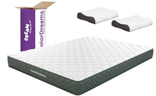 Set Colchon Matrimonial Essential Memory Foam Colordreams + Almohada Ortopédica Cervical Super Visco Blanca