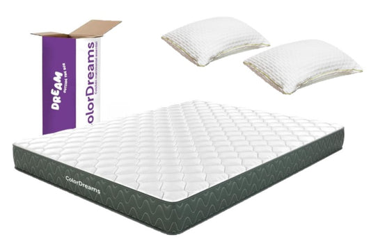 Set Colchon Matrimonial Essential Memory Foam Colordreams + Almohada Ortopédica Cervical Super Visco Blanca