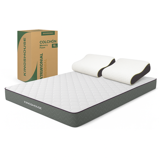 Set Colchon Matrimonial Essential Memory Foam Colordreams + Almohada Ortopédica Cervical Super Visco Blanca