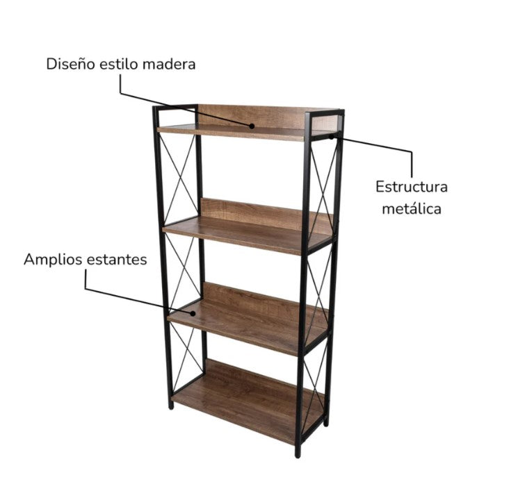 Librero Estante Durban Minimalista Café y Negro