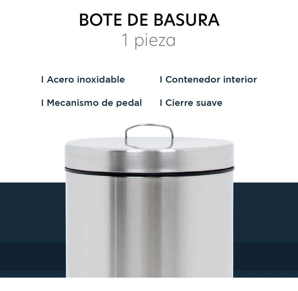 Bote de Basura de Acero Inoxidable 20 L | Tapa | Diseño Antihuellas