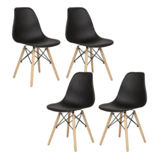 Kit 4 Sillas de comedor minimalista modelo Eame color negro