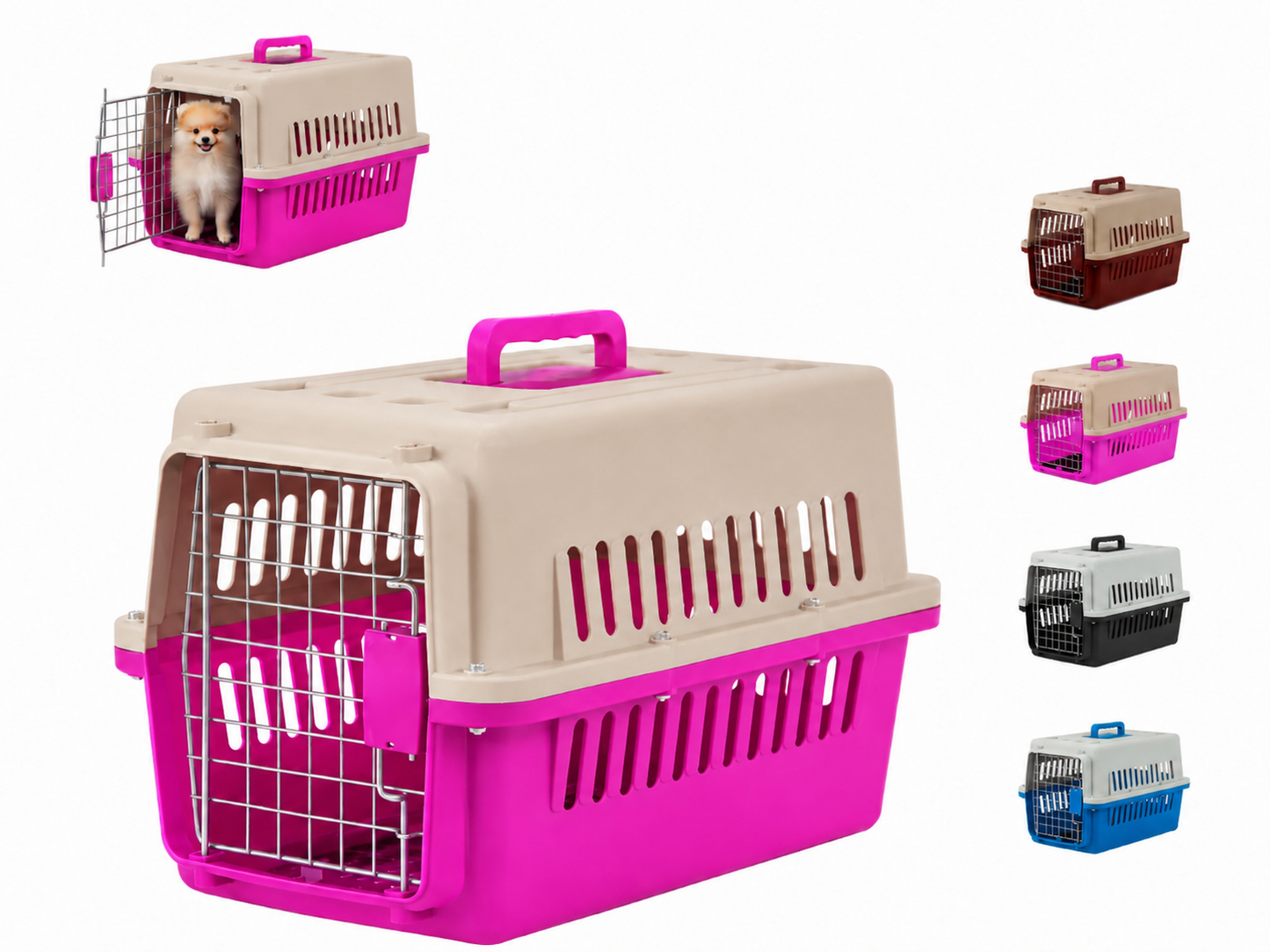 Jaula Transportadora Rosa Para Mascotas Portátil