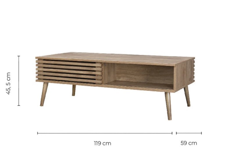 Mesa de Centro Retro con Estante Café