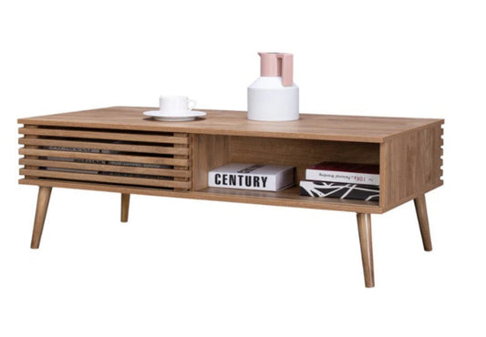 Mesa de Centro Retro con Estante Café
