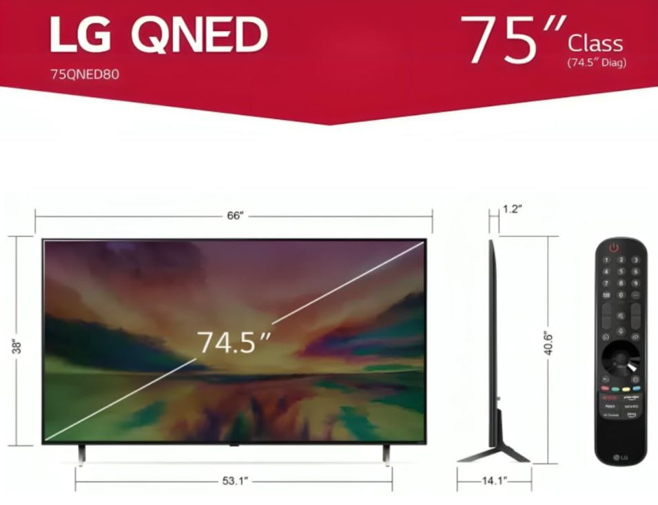 LG Pantalla TV 75 Pulgadas QNED Series LED 4K UHD WebOS