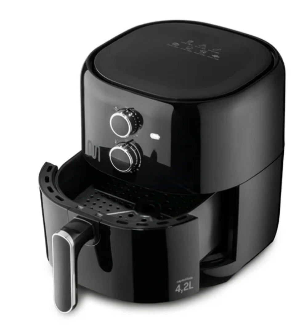 FREIDORA DE AIRE CON REJILLA 4L NEGRA 1500W 127V