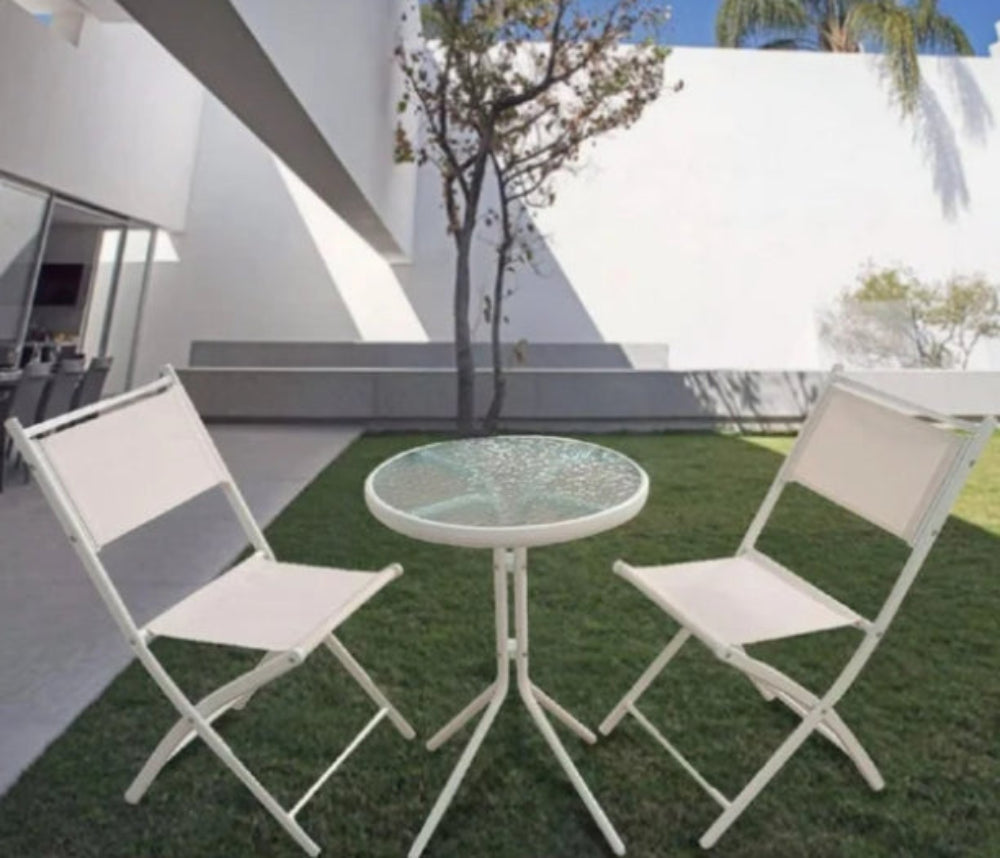 Juego de Comedor para Exterior con Mesa y 2 Sillas para Jardín o Terraza