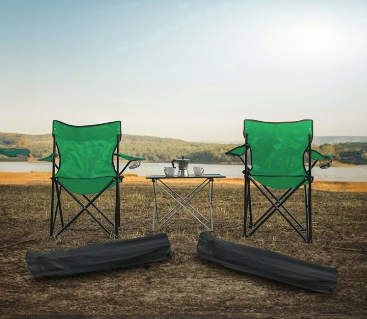 Silla Playera Plegable Portatil Para Exteriores Camping Set de 4 piezas Verde